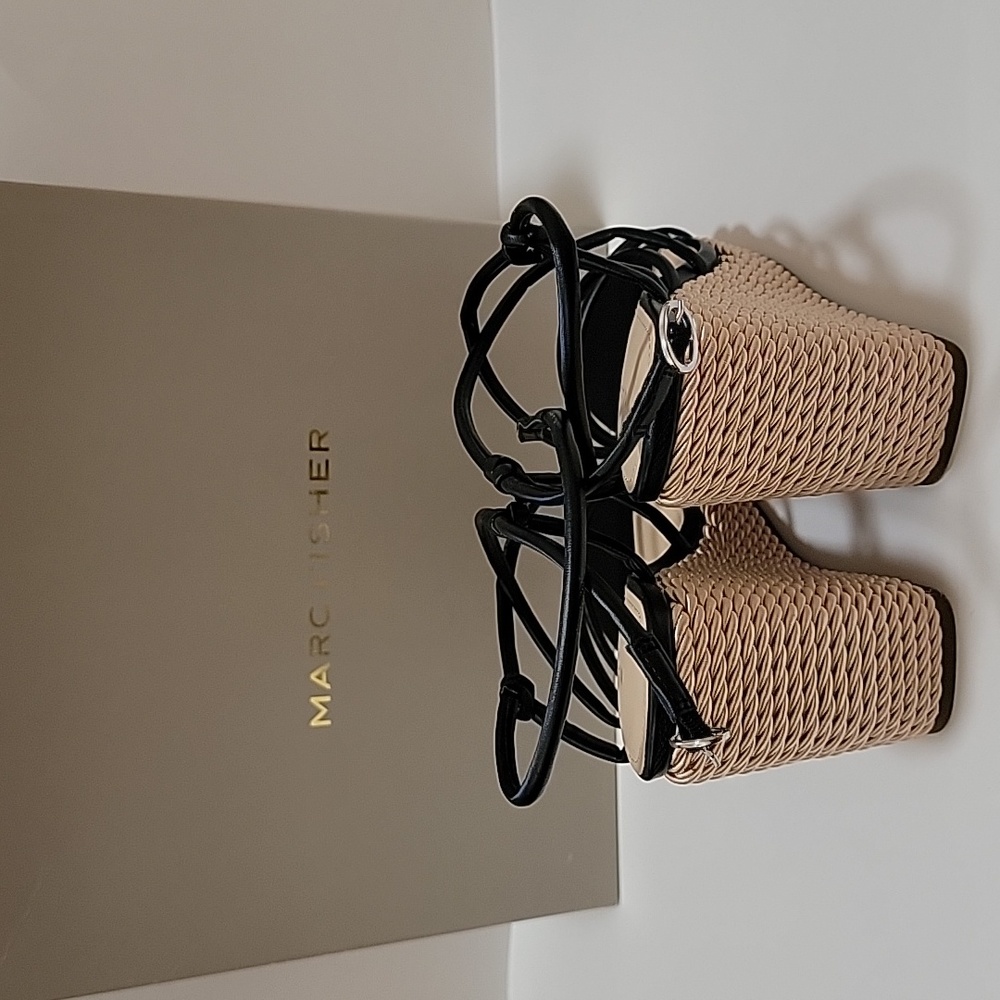 NWOT Marc Fisher Espadrille Wedge Sandals Black Sz: 6 - Picture 10 of 10